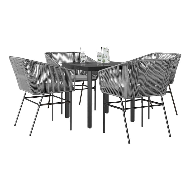 vidaXL 5 Piece Steel Garden Dining Set in Black