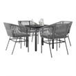 vidaXL 5 Piece Steel Garden Dining Set in Black