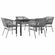vidaXL Poly Rattan Garden Dining Set with Cushions in Black