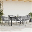 vidaXL Poly Rattan Garden Dining Set with Cushions in Black