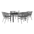 vidaXL Poly Rattan Garden Dining Set with Cushions in Black