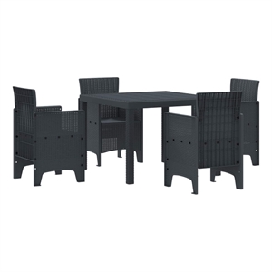 vidaXL 5 Piece Poly Rattan Garden Dining Set in Anthracite