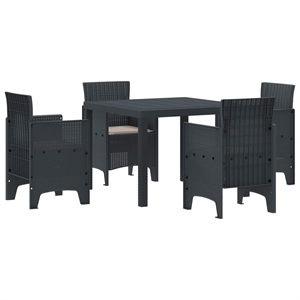 vidaXL 5 Piece Poly Rattan Garden Dining Set in Anthracite