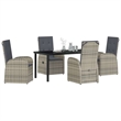 vidaXL 5 Piece Poly Rattan Garden Dining Set with Cushions in Black