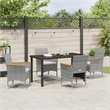 vidaXL 5 Piece Poly Rattan Garden Dining Set with Cushions in Gray