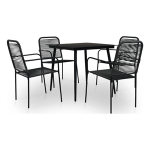 vidaXL 5 Piece Powder-Coated Steel Garden Dining Set in Black