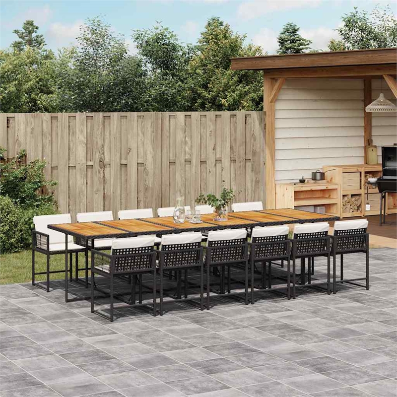 vidaXL Poly Rattan Garden Dining Set in Black and Brown
