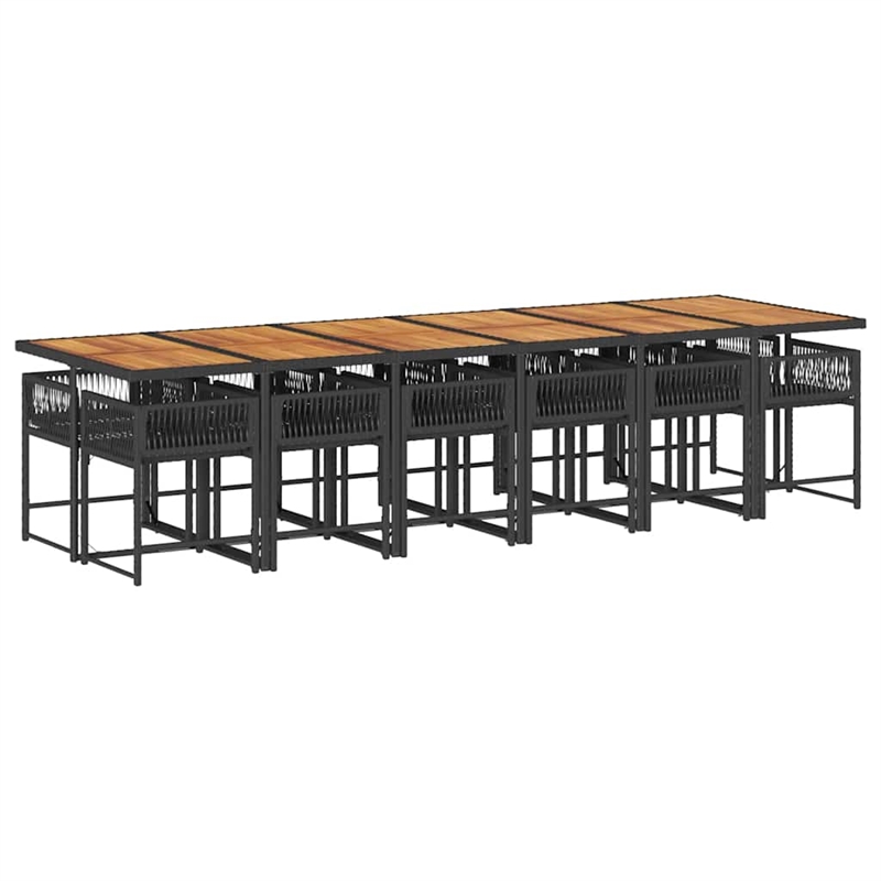 vidaXL Poly Rattan Garden Dining Set in Black and Brown