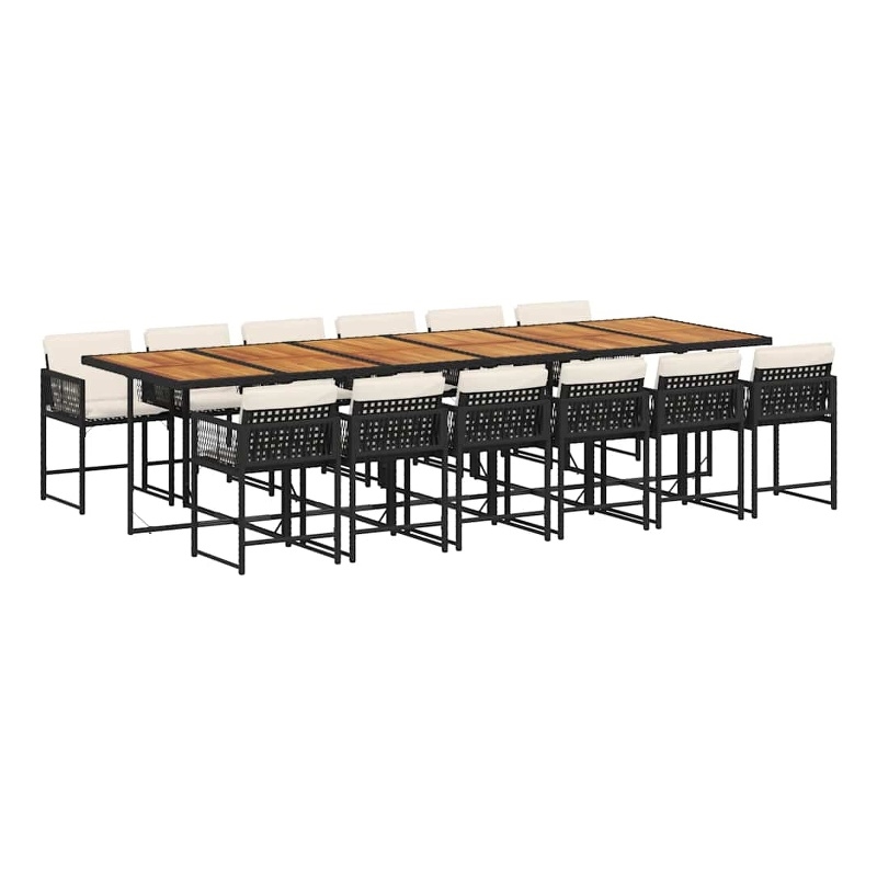 vidaXL Poly Rattan Garden Dining Set in Black and Brown