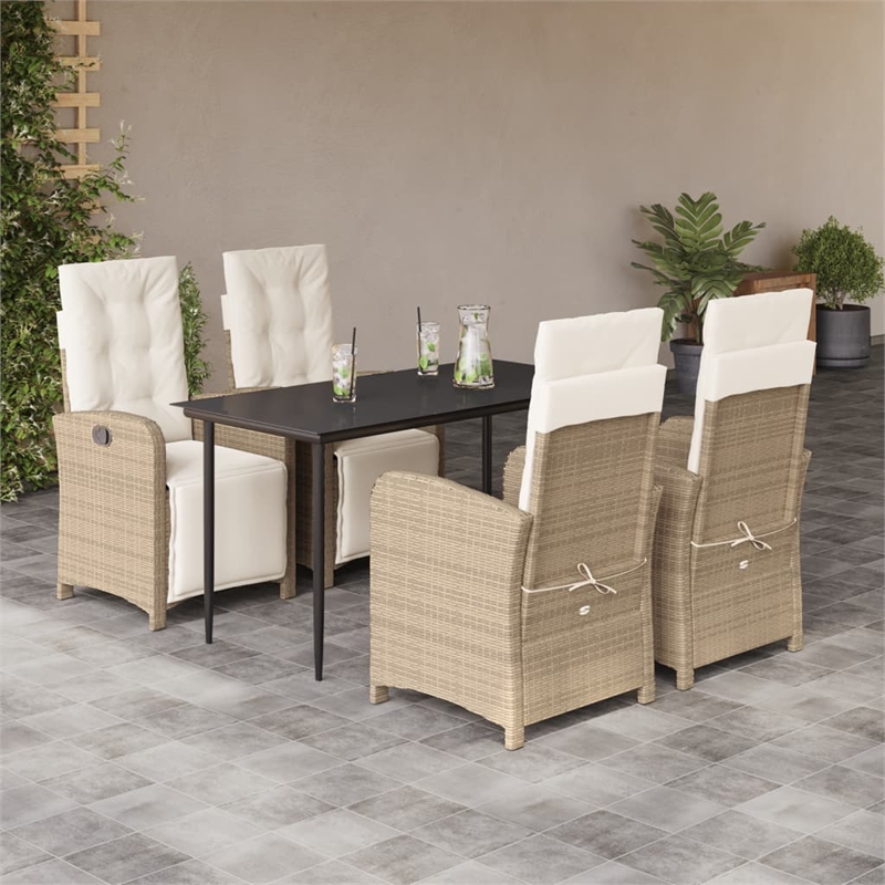 vidaXL 5 Piece Garden Dining Set in Black/Cream White