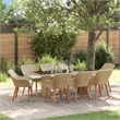 vidaXL Poly Rattan Garden Dining Set with Cushions in Beige