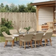 vidaXL Poly Rattan Garden Dining Set with Cushions in Beige