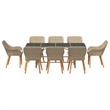 vidaXL Poly Rattan Garden Dining Set with Cushions in Beige