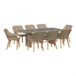 vidaXL Poly Rattan Garden Dining Set with Cushions in Beige