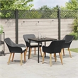 vidaXL 5 Piece Poly Rattan Garden Dining Set with Cushions in Black