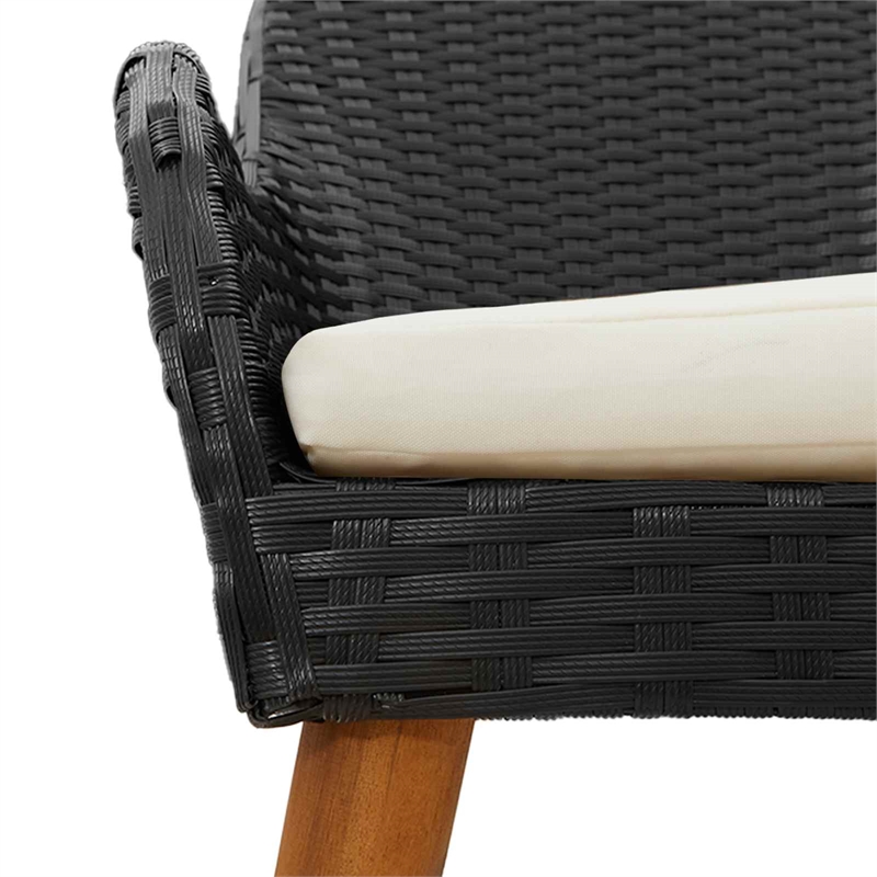 vidaXL 5 Piece Poly Rattan Garden Dining Set with Cushions in Black