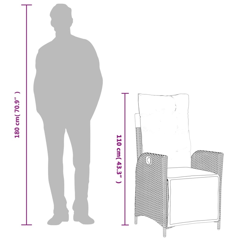 vidaXL 5 Piece Poly Rattan Garden Dining Set in Black