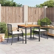 vidaXL 3 Piece Poly Rattan Garden Dining Set in Black/Cream White