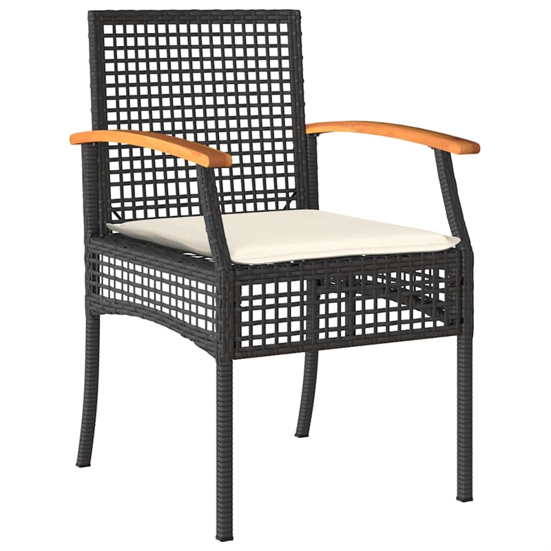 vidaXL 3 Piece Poly Rattan Garden Dining Set in Black/Cream White