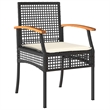 vidaXL 3 Piece Poly Rattan Garden Dining Set in Black/Cream White