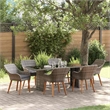 vidaXL 7 Piece Poly Rattan Garden Dining Set with Cushions in Grey