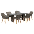 vidaXL 7 Piece Poly Rattan Garden Dining Set with Cushions in Grey