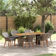 vidaXL 7 Piece Poly Rattan Garden Dining Set with Cushions in Grey
