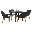 vidaXL 5 Piece Poly Rattan Garden Dining Set with Cushions in Black