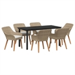 vidaXL 7 Piece Poly Rattan Garden Dining Set with Cushions in Beige