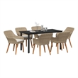 vidaXL 7 Piece Poly Rattan Garden Dining Set with Cushions in Beige