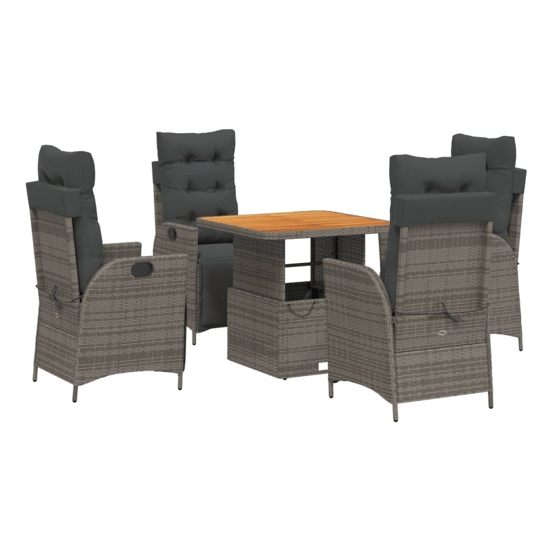 vidaXL Rattan Garden Dining Set in Grey and Brown