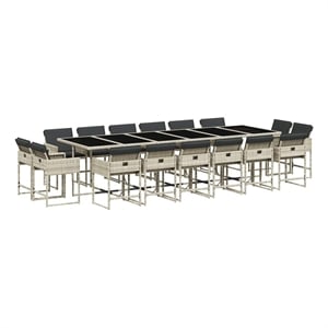 vidaXL 17 Piece Poly Rattan Patio Dining Set in Anthracite