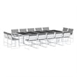 vidaXL 15 Piece Steel Garden Dining Set in White/Light Gray