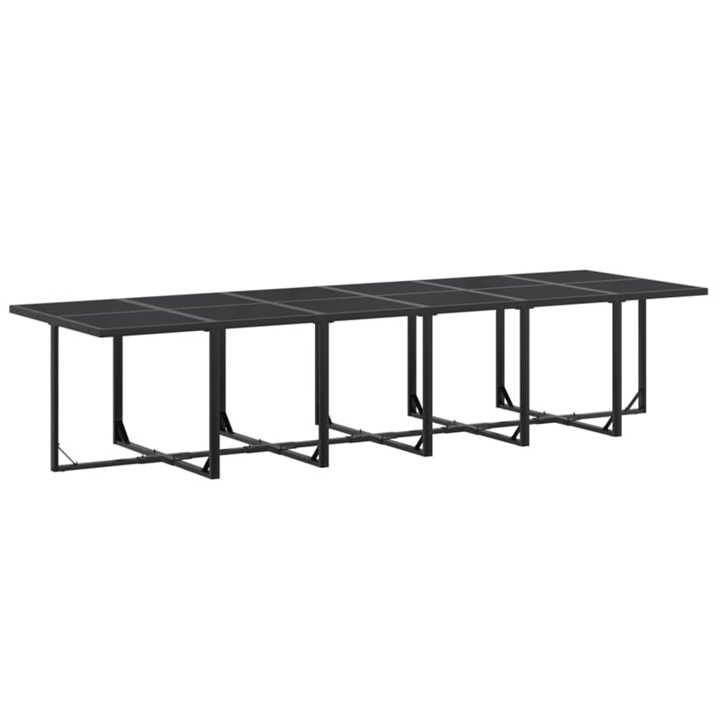vidaXL 17 Piece Steel Garden Dining Set in Black