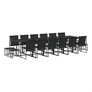 vidaXL 17 Piece Steel Garden Dining Set in Black