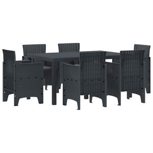 vidaXL 7 Piece Poly Rattan Garden Dining Set in Anthracite