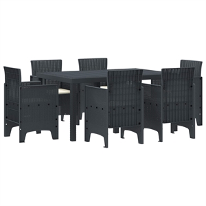 vidaXL 7 Piece Poly Rattan Garden Dining Set in Anthracite