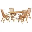 vidaXL 5 Piece Solid Teak Wood Garden Dining Set in Brown