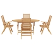 vidaXL 5 Piece Solid Teak Wood Garden Dining Set in Brown