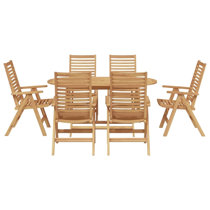vidaXL 7 Piece Solid Teak Wood Garden Dining Set in Brown