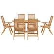 vidaXL 7 Piece Solid Teak Wood Garden Dining Set in Brown