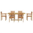 vidaXL 7 Piece Solid Teak Wood Garden Dining Set in Brown