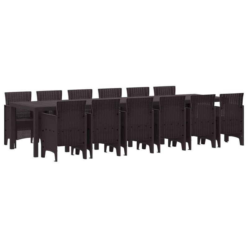 vidaXL Poly Rattan Garden Dining Set in Brown