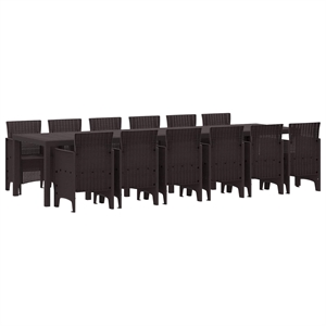 vidaXL Poly Rattan Garden Dining Set in Brown