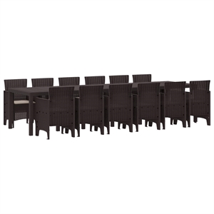 vidaXL Poly Rattan Garden Dining Set in Brown
