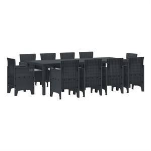 vidaXL 11 Piece Poly Rattan Garden Dining Set in Anthracite