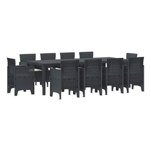 vidaXL 11 Piece Poly Rattan Garden Dining Set in Anthracite