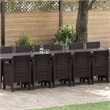 vidaXL 7 Piece Poly Rattan Garden Dining Set with Cushions in Brown