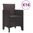vidaXL 7 Piece Poly Rattan Garden Dining Set with Cushions in Brown
