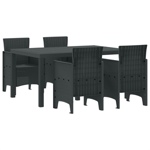 vidaXL 5 Piece Poly Rattan Garden Dining Set in Anthracite